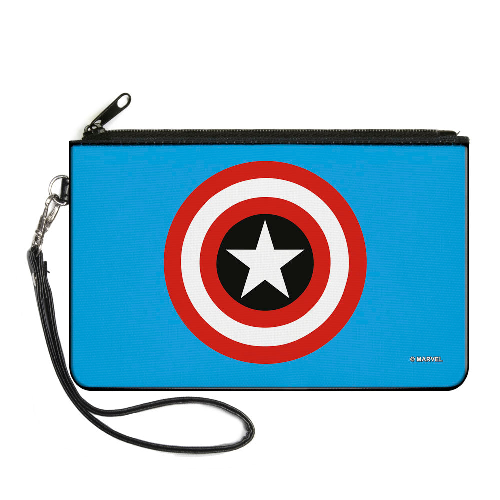 MARVEL COMICS Canvas Zipper Wallet - LARGE - Captain America Shield Blue