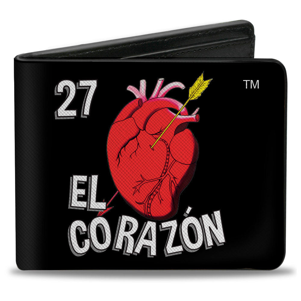Bi-Fold Wallet - Loteria EL CORAZON Heart Logo Black