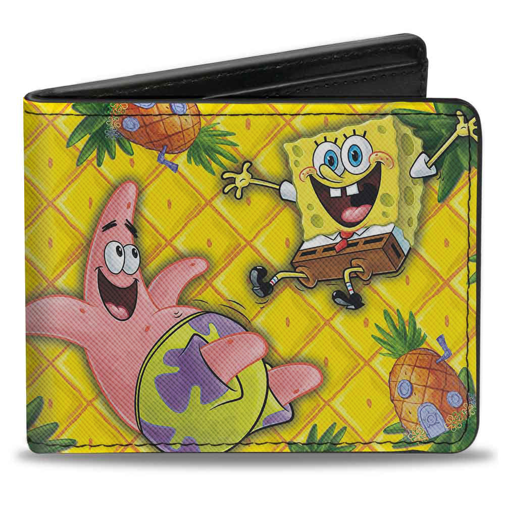 Bi-Fold Wallet - SpongeBob &amp; Patrick Starfish Pose Pineapple Gold