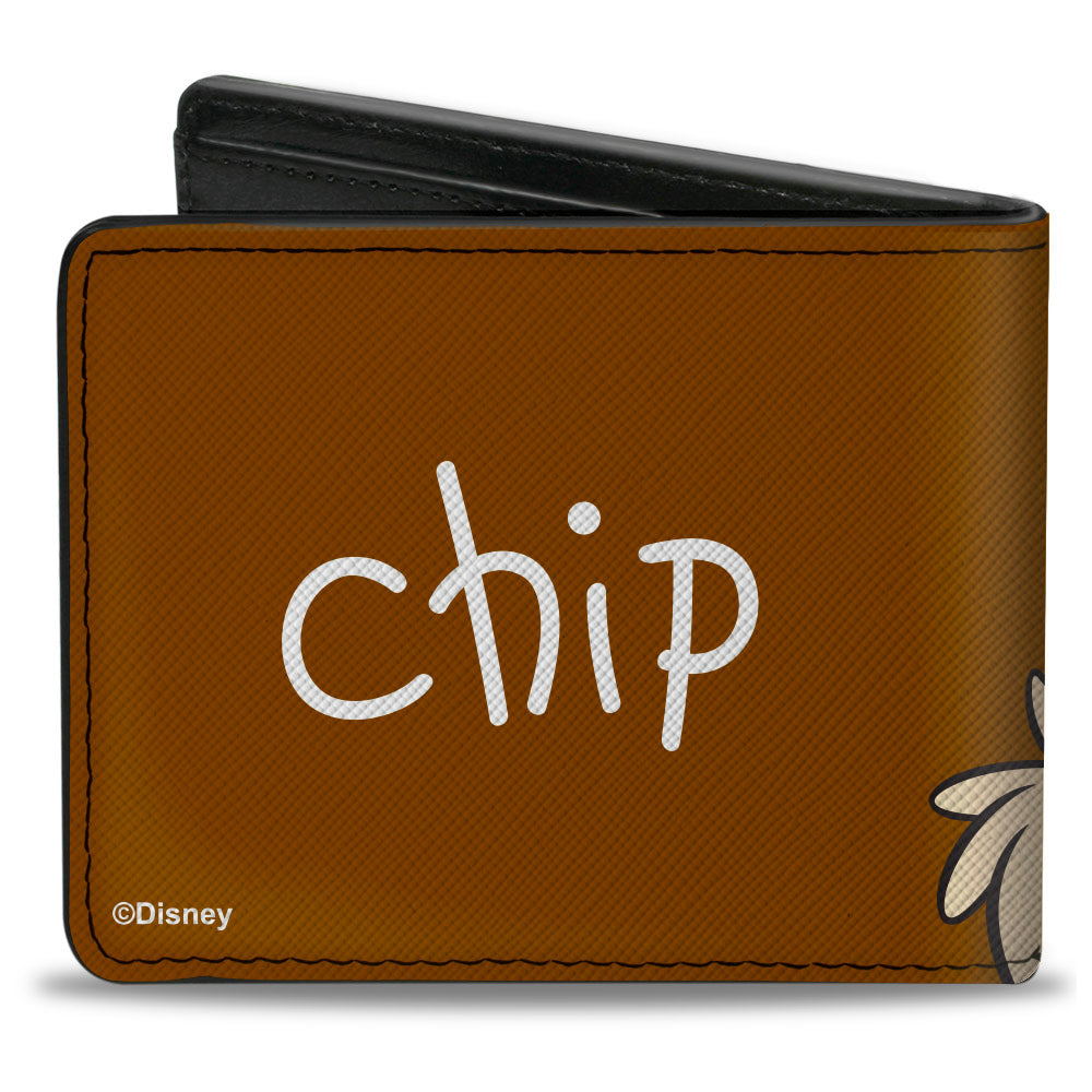 Bi-Fold Wallet - Chip n&#39; Dale Chip Face Close-Up + Autograph Brown