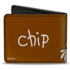 Bi-Fold Wallet - Chip n' Dale Chip Face Close-Up + Autograph Brown