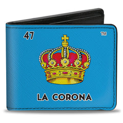Bi-Fold Wallet - Loteria LA CORONA Crown + LOTERIA Quote Blue