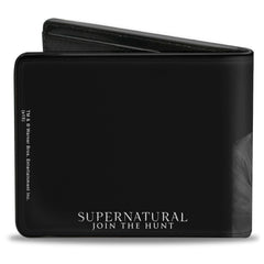 Bi-Fold Wallet - Castiel Pose I'M THE ONE WHO GRIPPED YOU TIGHT AND RAISED YOU FROM PERDITION + SUPERNATURAL Black Grays Red White