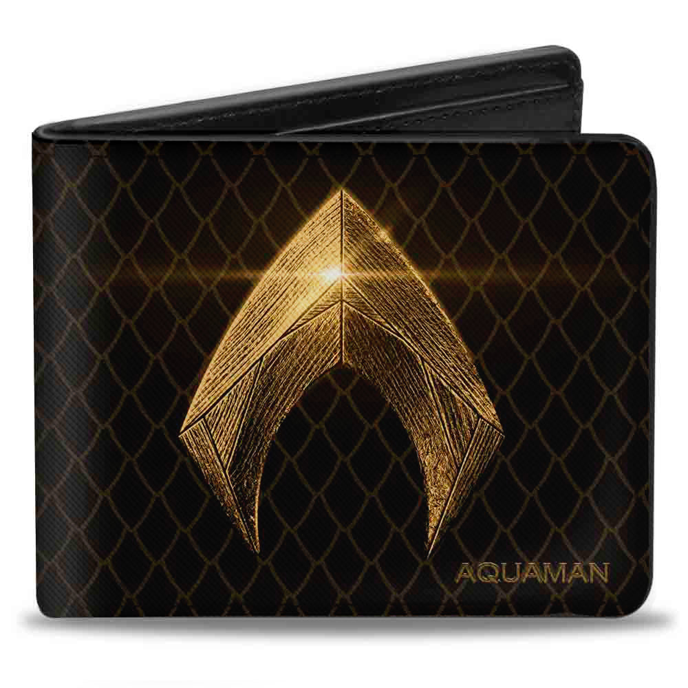 Bi-Fold Wallet - Justice League 2017 Aquaman Icon Scales Black Golds