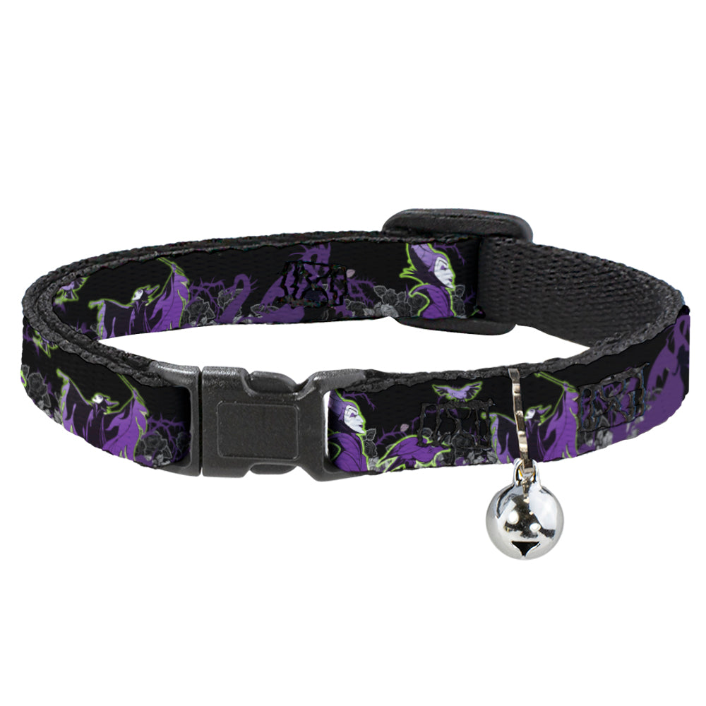 Cat Collar Breakaway - Maleficent &amp; Diablo Black Roses Purples