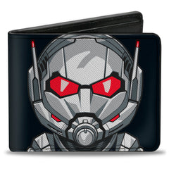 MARVEL AVENGERS Bi-Fold Wallet - Ant-Man Character Close-Up Front and Back Black