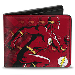 Bi-Fold Wallet - The Flash Running Pose Bolts Trails Reds