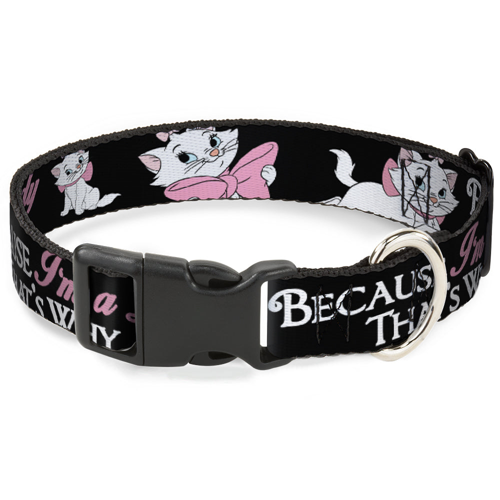 Plastic Clip Collar - Aristocats Marie 3-Poses BECAUSE I&#39;M A LADY THAT&#39;S WHY Black/White/Pink