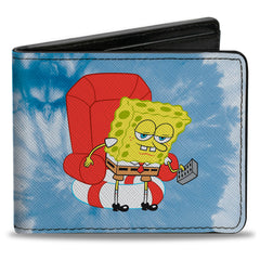 Bi-Fold Wallet - SpongeBob SquarePants Imma Head Out Chair Pose Tie Dye Blues