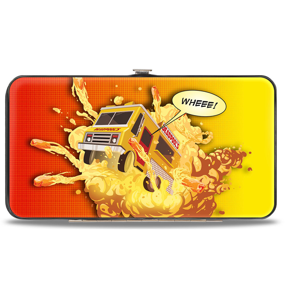 MARVEL DEADPOOL Hinged Wallet - Deadpool DEADPOOL&#39;S CHIMICHANGAS Flaming Logo + Flaming Food Truck Reds Yellows