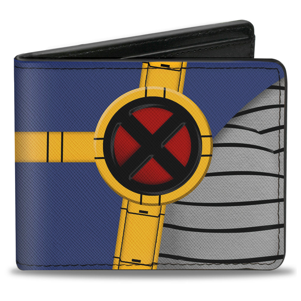 MARVEL X-MEN Bi-Fold Wallet - X-Men Cable Utility Strap Blue Gold Black Red