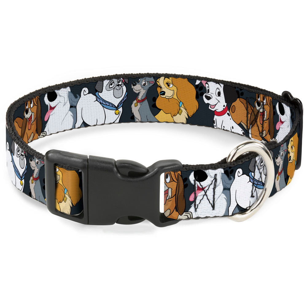 Plastic Clip Collar - Disney Dogs 6-Dog Group Collage/Paws Gray/Black