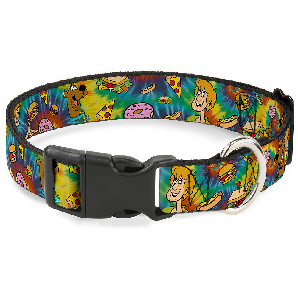 Plastic Clip Collar - Scooby Doo and Shaggy Poses/Munchies Tie Dye Multi Color