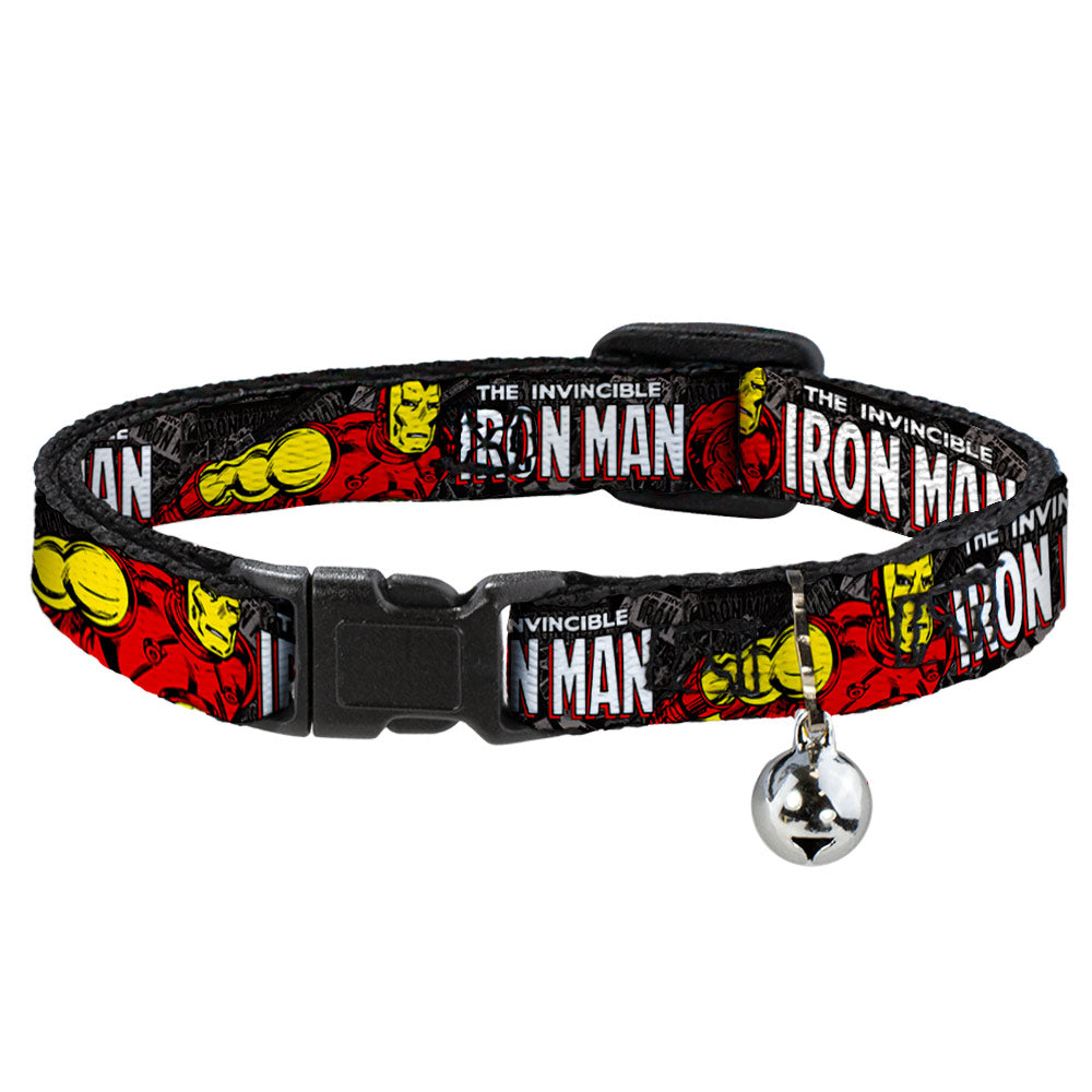 MARVEL COMICS Cat Collar Breakaway - THE INVINCIBLE IRON MAN Stacked Comic Books Action Poses