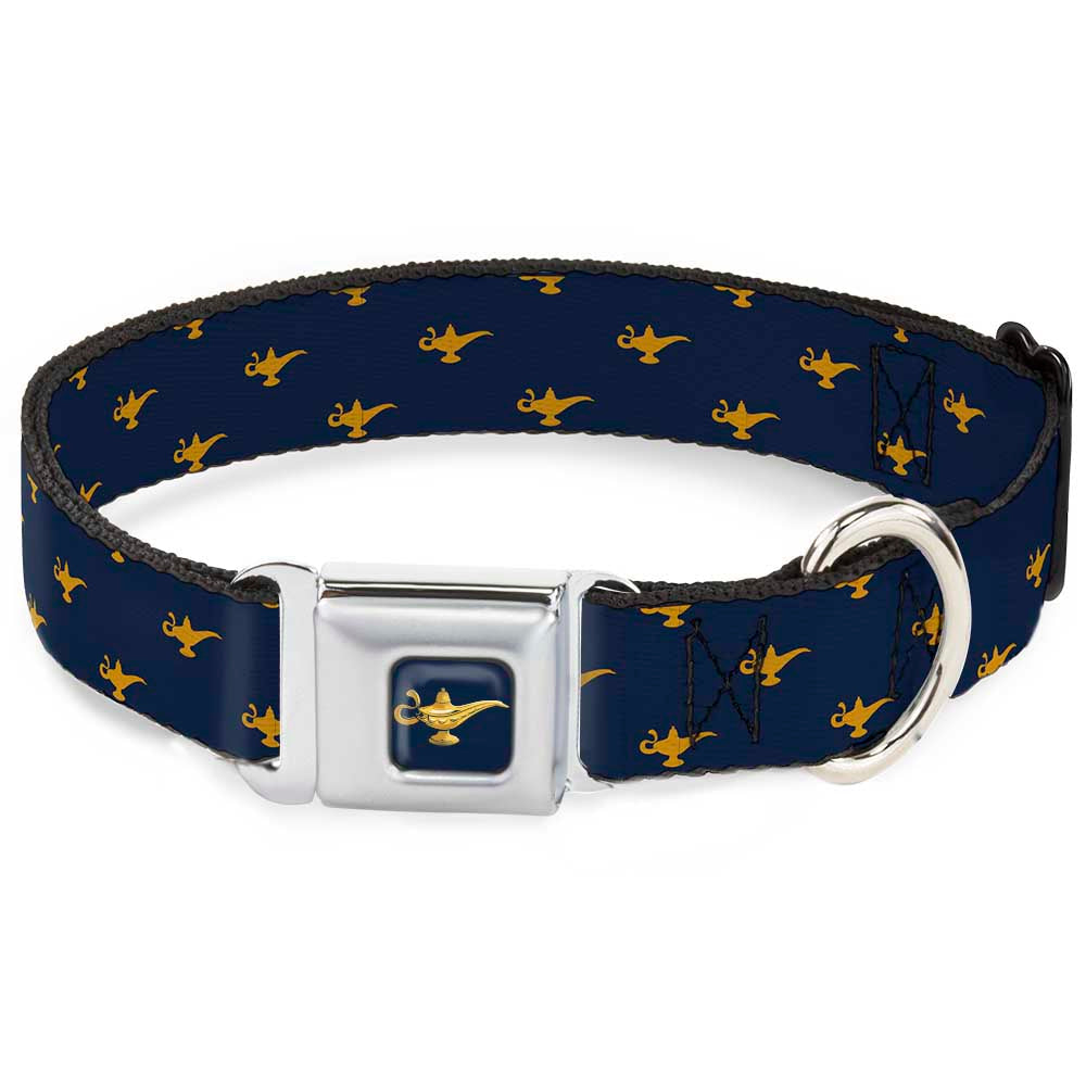 Aladdin 2019 Magic Lamp Full Color Navy/Golds Seatbelt Buckle Collar - Aladdin Genie Lamp Monogram Navy/Gold