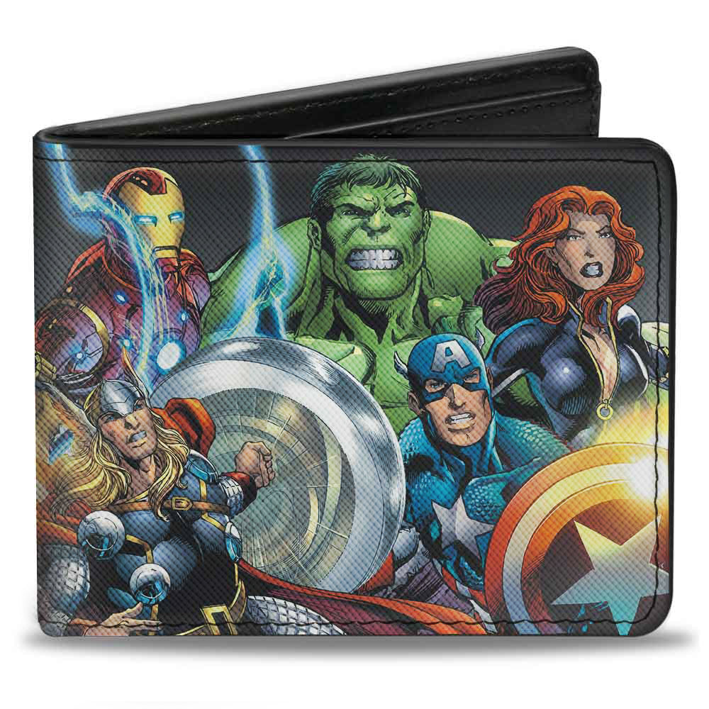 MARVEL UNIVERSE Bi-Fold Wallet - Marvel Universe Avengers Group Pose Black