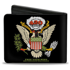 Bi-Fold Wallet - Cheech and Chong 420 Nation Coat of Arms Black