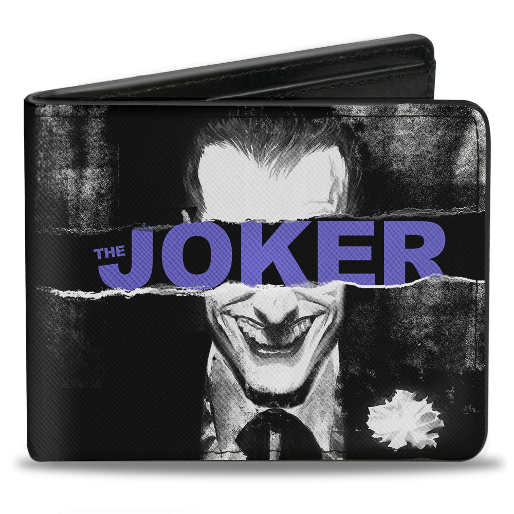 Bi-Fold Wallet - THE JOKER Sliced Portrait Black Grays Purple