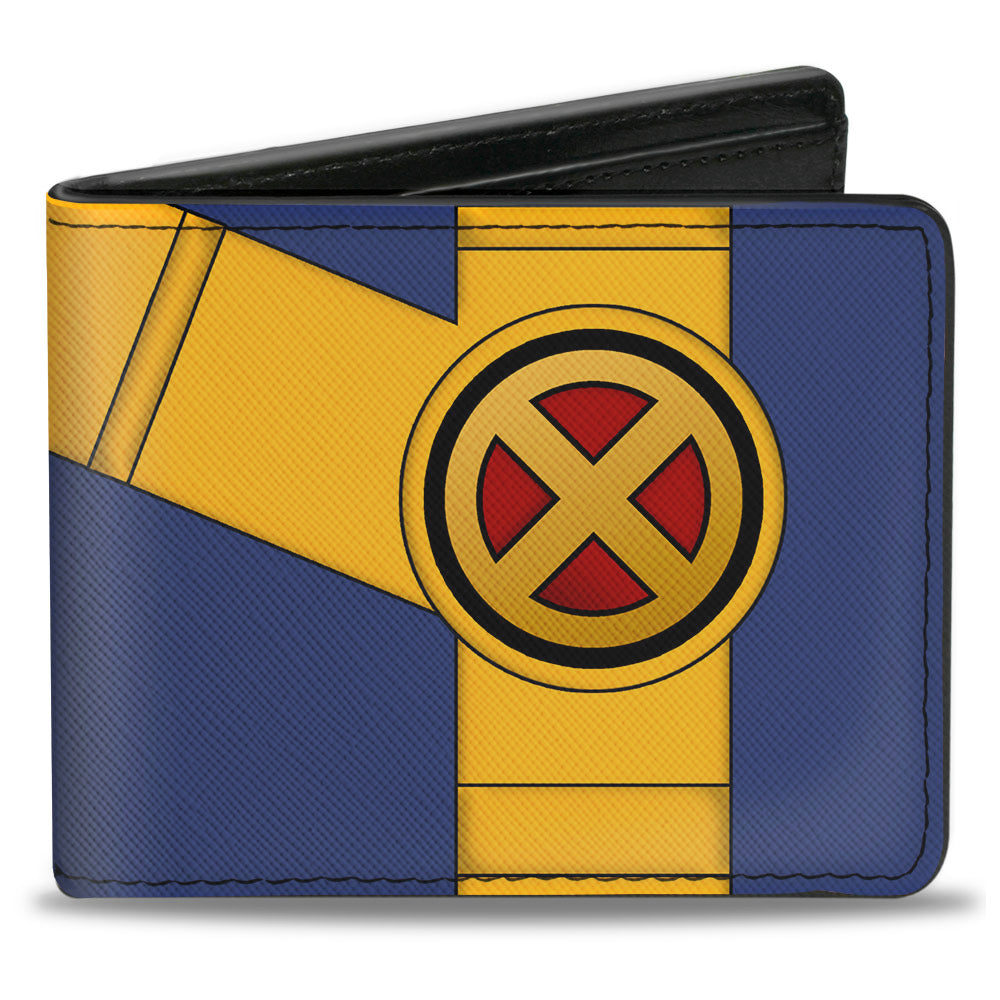 MARVEL X-MEN Bi-Fold Wallet - X-Men Cyclops Utility Strap Blue Gold Black Red