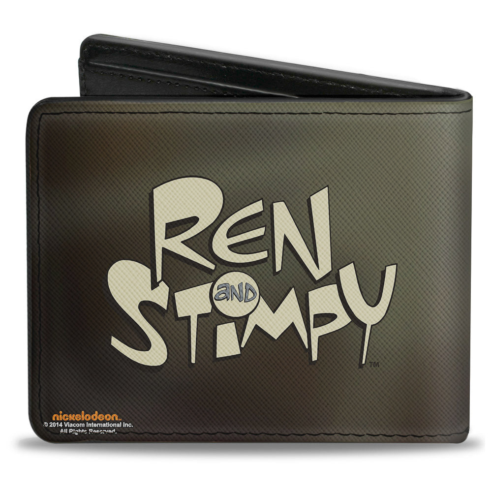 Bi-Fold Wallet - Powdered Toastman CLING TENACIOUSLY TO MY BUTTOCKS! + REN AND STIMPY Logo Black