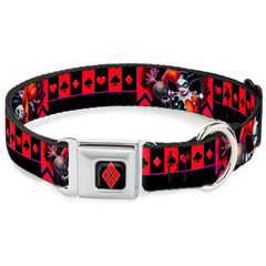 Harley Quinn Diamond Full Color Black Red Seatbelt Buckle Collar - HARLEY QUINN Bomb Poses/Suits Black/Purple/Red