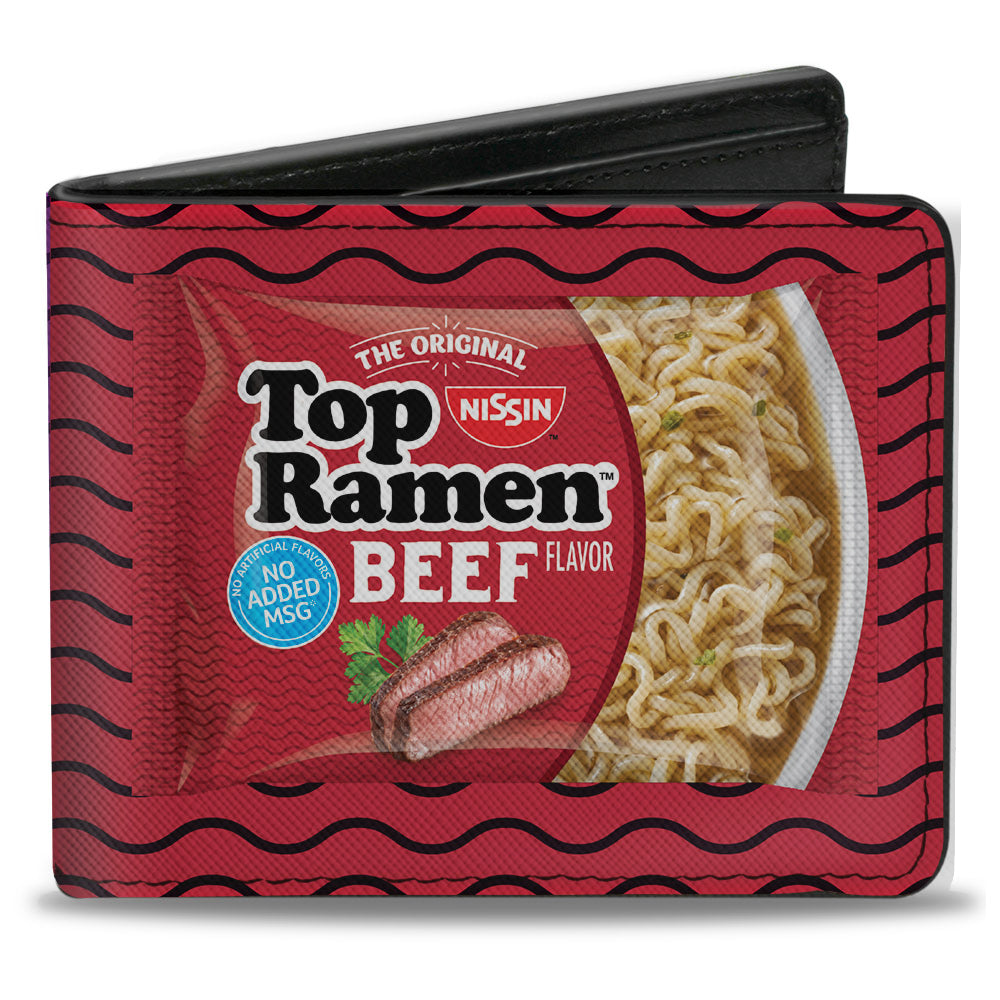 Bi-Fold Wallet - Top Ramen Vivid Beef + Hot & Spicy Beef Packages Noodle Wave Red Purple Black