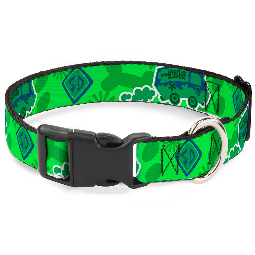 Plastic Clip Collar - Scooby Doo Mystery Machine/Dog Tag Collage Greens/Blues
