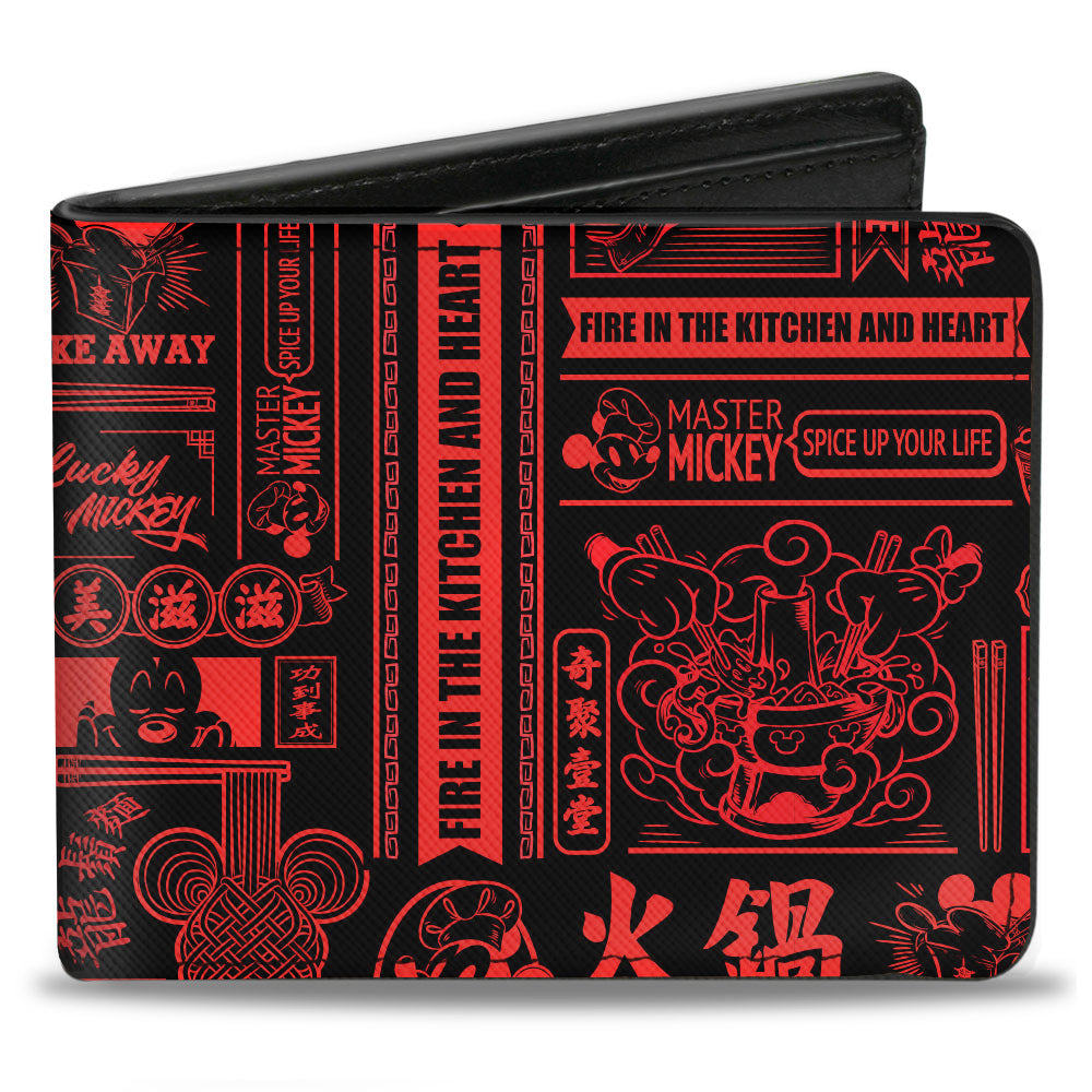 Bi-Fold Wallet - Mickey Mouse Tasting China Collage Black Red