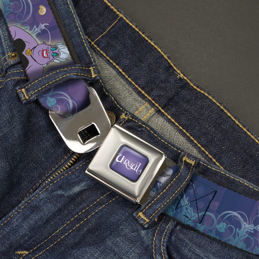 URSULA Full Color Purple-Fade White Seatbelt Belt - Ursula 4-Poses/Shells/Ivy/Bubbles Purples/Blues Webbing