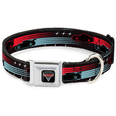 CARS 3 Emblem Full Color Black Silver Red Seatbelt Buckle Collar - Cars 3 Cars Stripes/Stars Grays/Blues/Reds