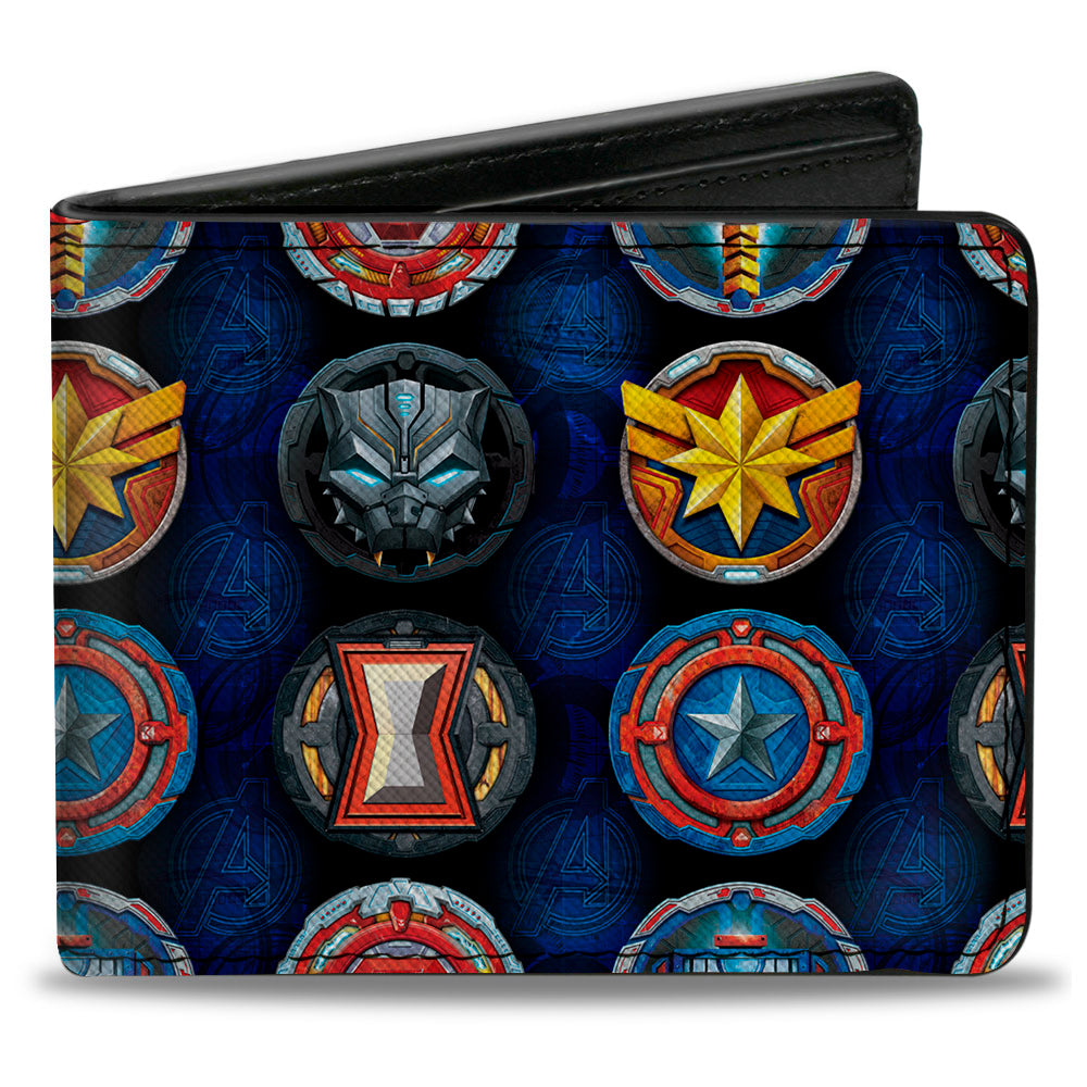 AVENGERS MERCH STRIKE Bi-Fold Wallet - Avengers Superhero Icons Blues Multi Color