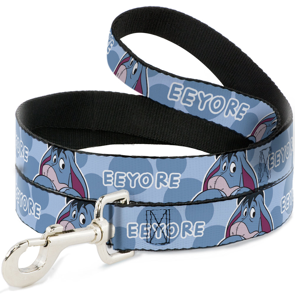 Dog Leash - Winnie the Pooh Eeyore Text and Expression Close-Up Dot Blues