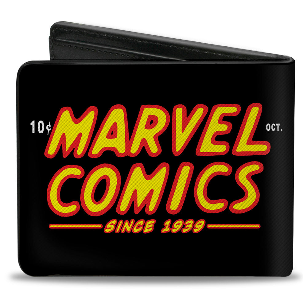 MARVEL COMICS Bi-Fold Wallet - MARVEL COMICS SINCE 1939 Text Logo Black Red Yellow