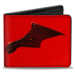 Bi-Fold Wallet - The Batman Movie Bat Wings Weathered Red Black