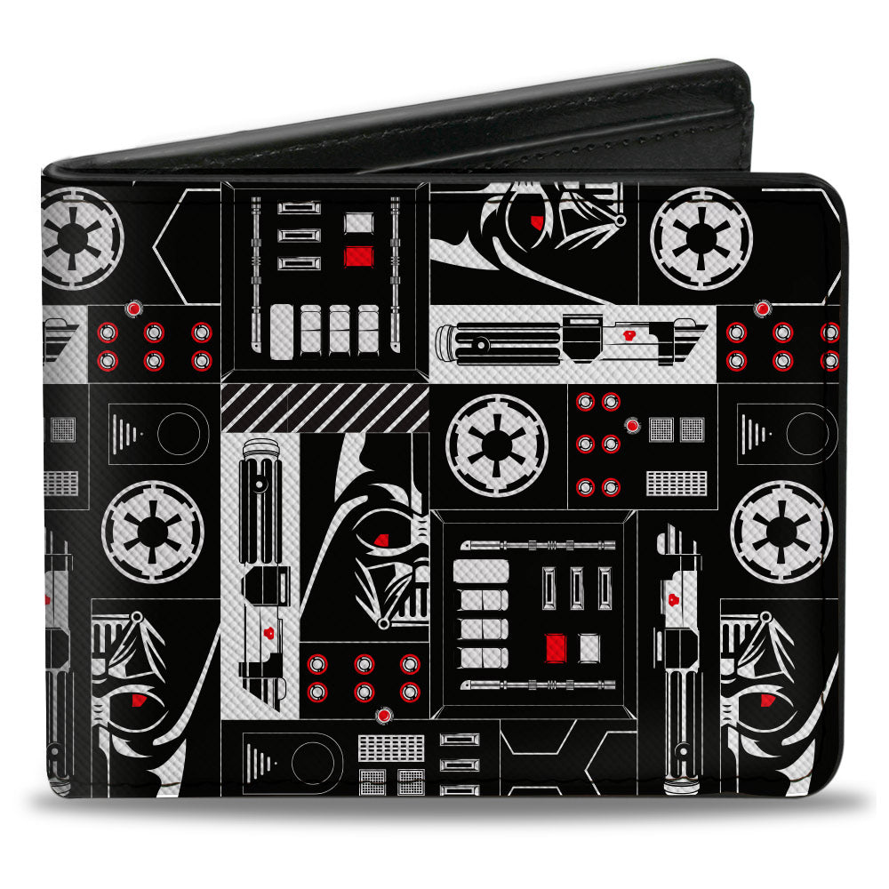 Bi-Fold Wallet - Star Wars Darth Vader Icons Collage Black White Red