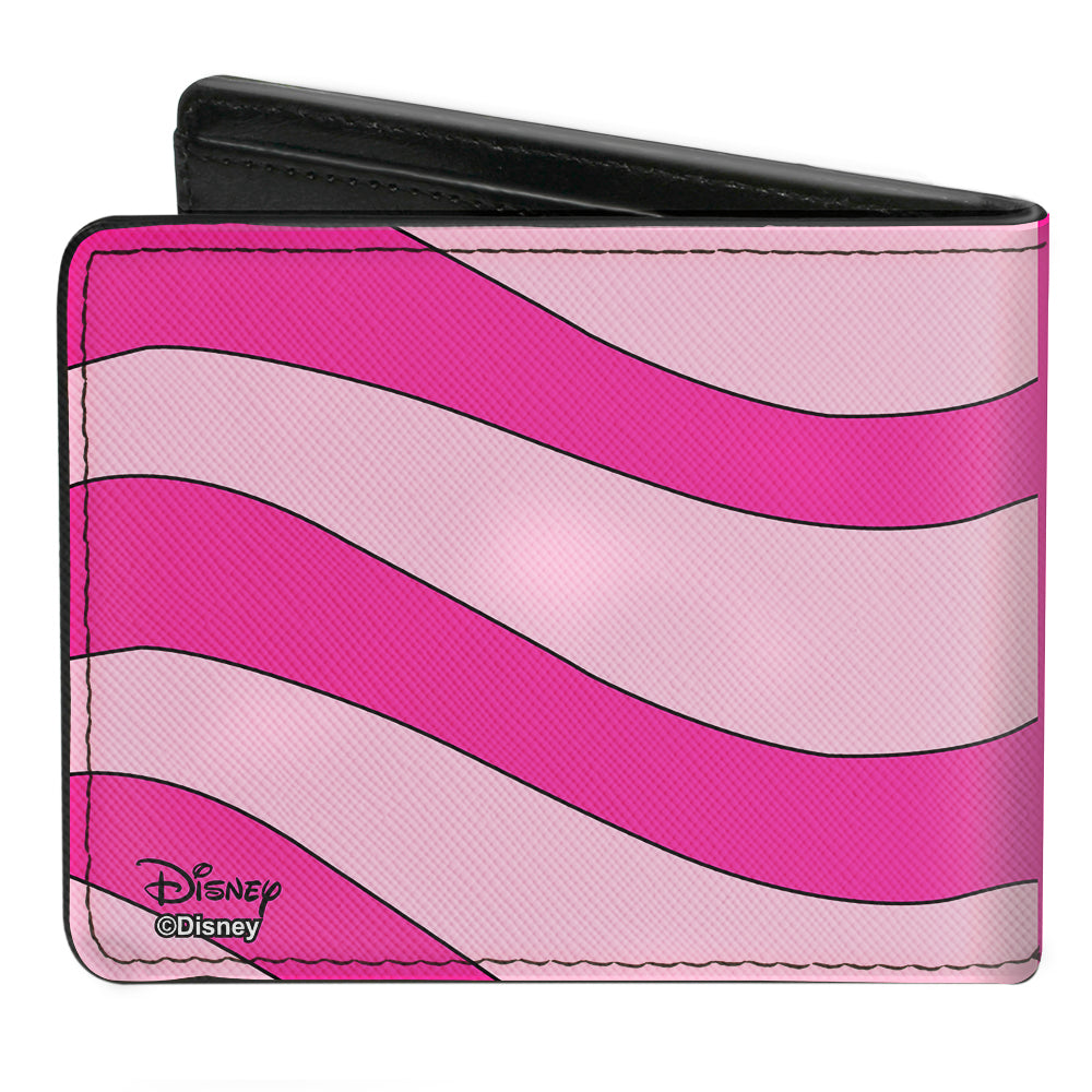 Bi-Fold Wallet - Cheshire Cat Face + Stripes Pinks