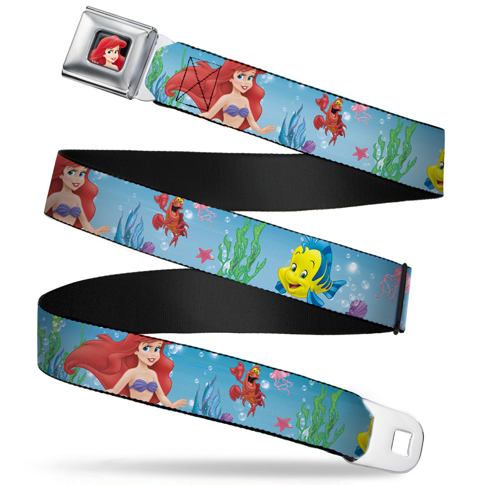 Ariel CLOSE-UP Full Color Seatbelt Belt - Ariel, Sebastian &amp; Flounder Scene2 Webbing