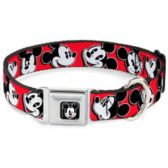 Mickey Mouse Winking Full Color Black Seatbelt Buckle Collar - Mickey Mouse Expressions Red/Black/White