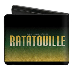 Bi-Fold Wallet - Ratatouille Emile and Remy Chef Hat Pose + Text Logo Greens Yellows