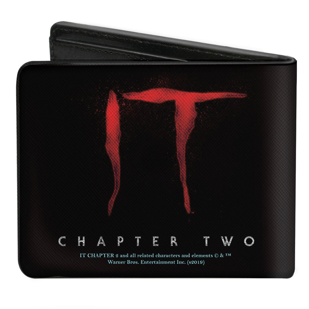 Bi-Fold Wallet - IT CHAPTER TWO Pennywise Face + Logo Black Red Blues