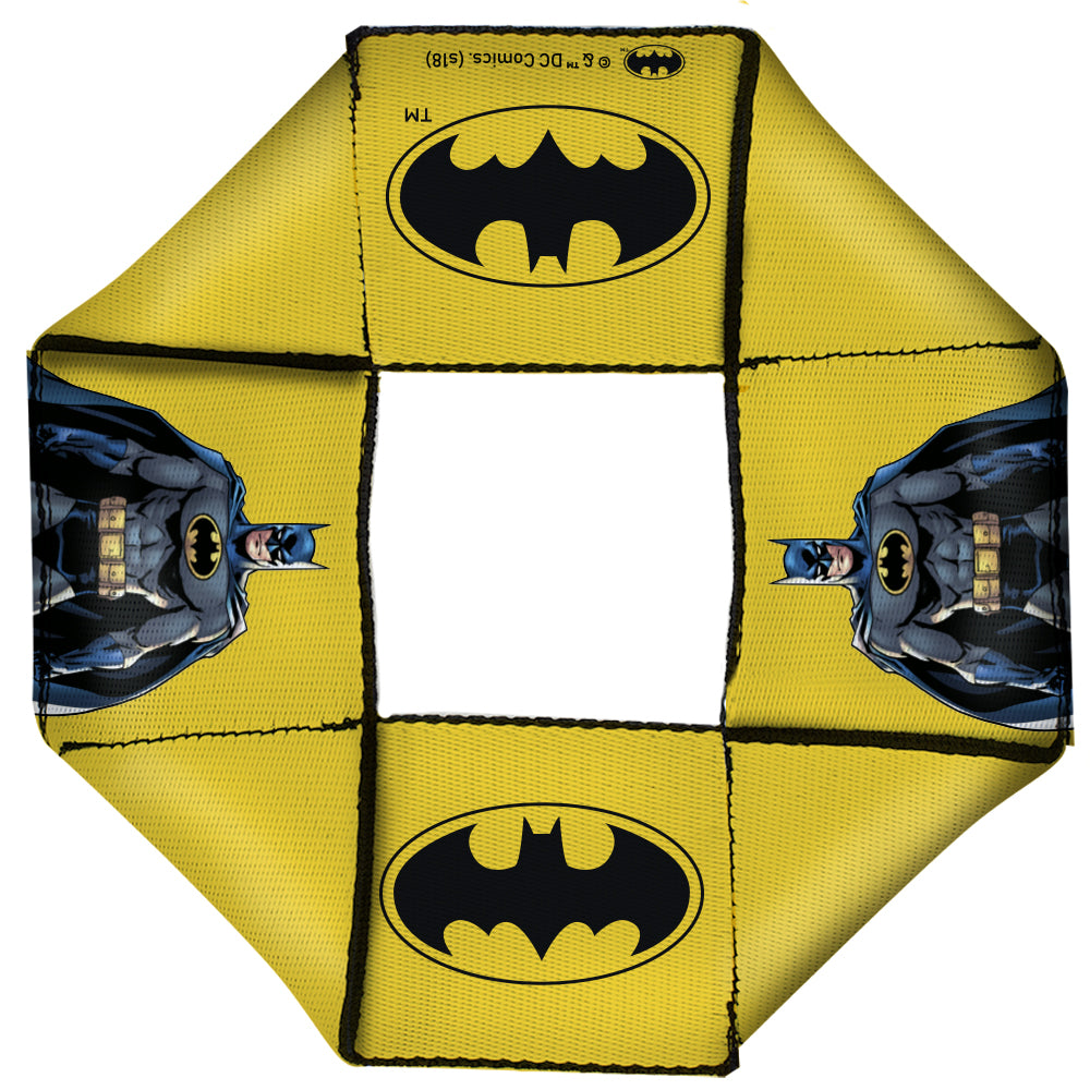 Dog Toy Squeaky Octagon Flyer - Batman JL Rebirth Pose Bat Icon Yellow