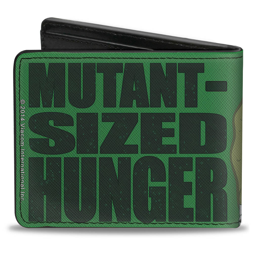 Bi-Fold Wallet - Classic TMNT Ninja Turtles Pizza Party + MUTANT SIZED HUNGER Green Black