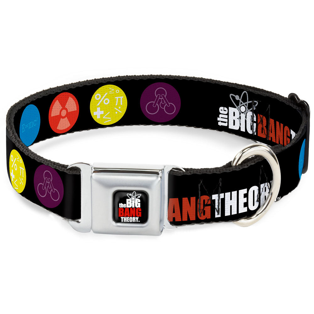 THE BIG BANG THEORY Full Color Black White Red Seatbelt Buckle Collar - THE BIG BANG THEORY DNA/Atom/E/Radiation Black