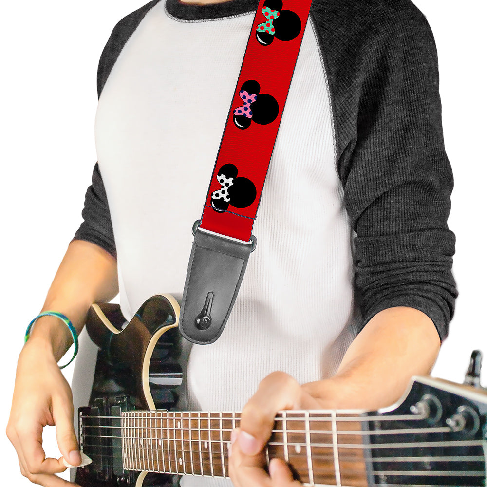 Guitar Strap - Minnie Mouse Silhouette Red Black Polka Dot