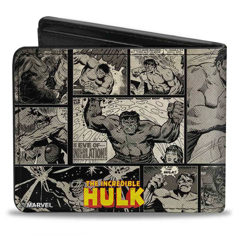 MARVEL UNIVERSE Bi-Fold Wallet - Hulk Action Pose + THE INCREDIBLE HULK Comic Scene Blocks