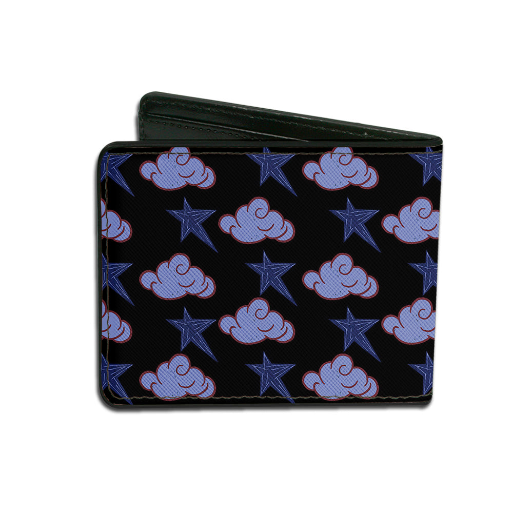 Bi-Fold Wallet - Dumbo Smiling DREAMLAND Clouds Stars Black Blues Red