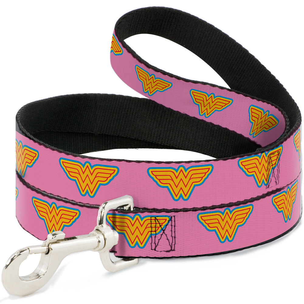 Dog Leash - Wonder Woman Logo Pink/Blue/Yellow/Pink