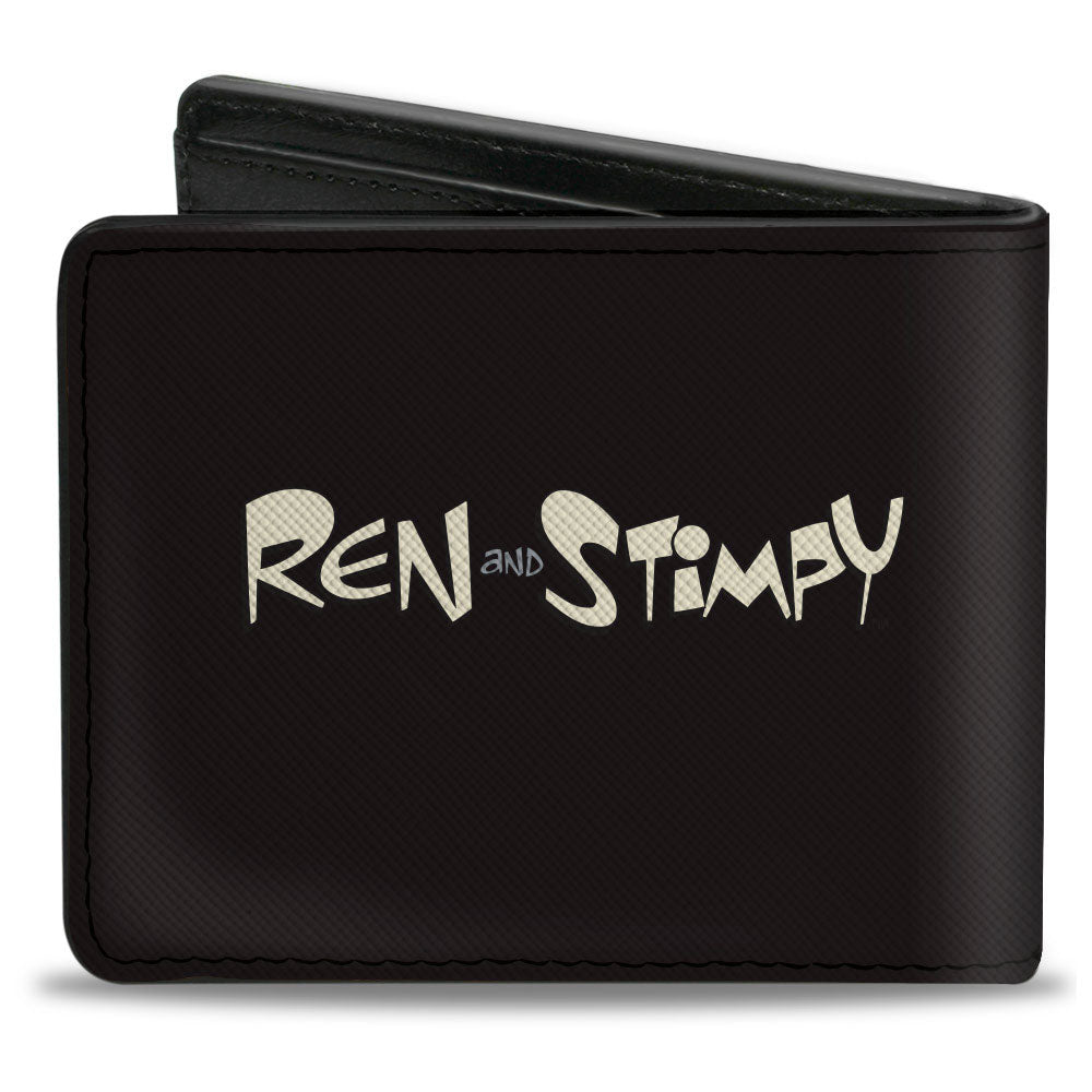 Bi-Fold Wallet - The Ren & Stimpy Show Ren Winking Pose CLOSE-UP + Logo Black