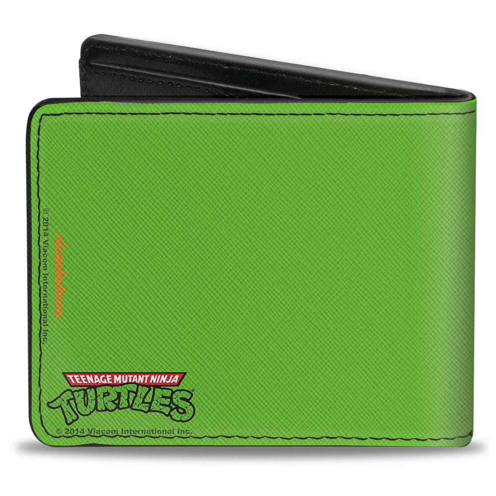 Bi-Fold Wallet - Classic TMNT Donatello Face CLOSE-UP Green Purple