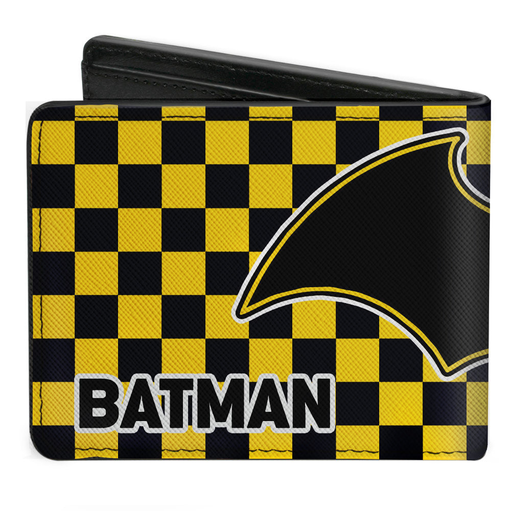 Bi-Fold Wallet - BATMAN Bat Logo Close-Up Checker Yellow Black